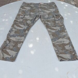 Wrangler Camo Cargo Pants Mens Regular Taper Khaki Green Military Style